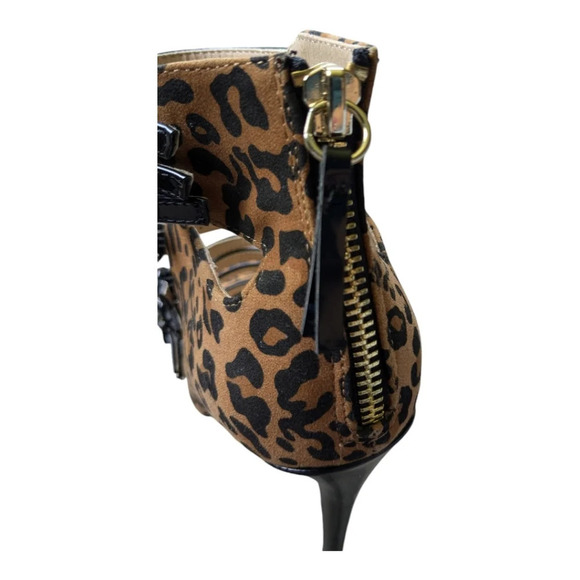 Scene Weaver Animal Print Heels  Stilettos Straps 7 - Picture 9 of 12